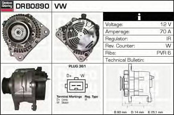 Генератор DELCO REMY DRB0890