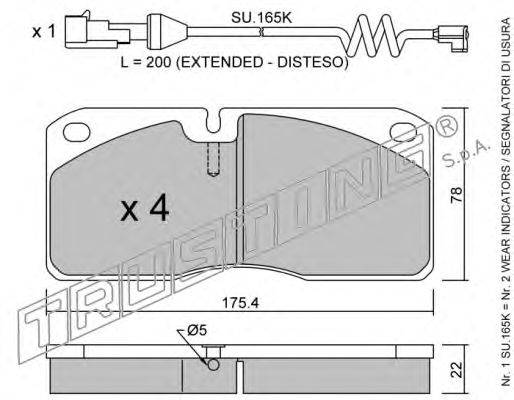 Комплект тормозных колодок, дисковый тормоз TRUSTING 278.4W