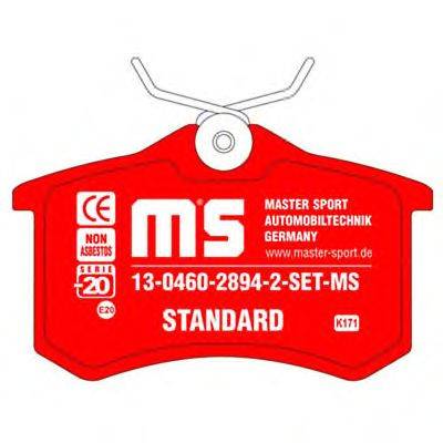 Комплект тормозных колодок, дисковый тормоз MASTER-SPORT 13-0460-2894-2-SET-MS
