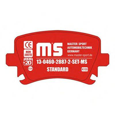 Комплект тормозных колодок, дисковый тормоз MASTER-SPORT 13-0460-2887-2-SET-MS