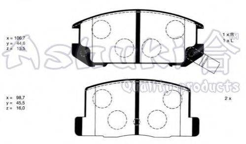 Комплект тормозных колодок, дисковый тормоз ASHUKI T11415