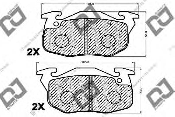 Комплект тормозных колодок, дисковый тормоз DJ PARTS BP1129