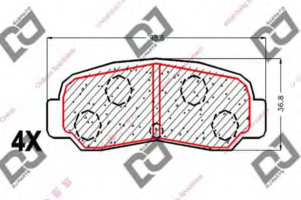 Комплект тормозных колодок, дисковый тормоз DJ PARTS BP1780