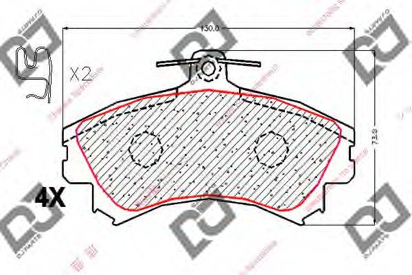 Комплект тормозных колодок, дисковый тормоз DJ PARTS BP1799