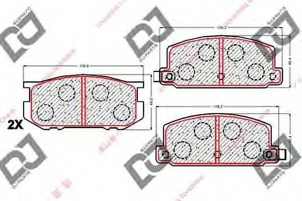 Комплект тормозных колодок, дисковый тормоз DJ PARTS BP1828