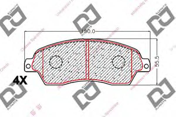 Комплект тормозных колодок, дисковый тормоз DJ PARTS BP2044