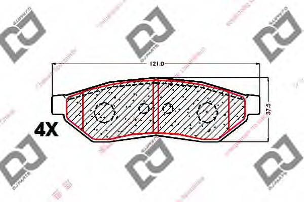 Комплект тормозных колодок, дисковый тормоз DJ PARTS BP1625