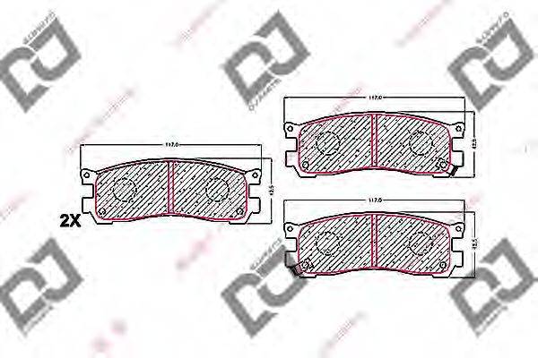 Комплект тормозных колодок, дисковый тормоз DJ PARTS BP1671