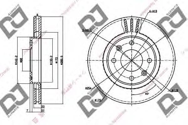 Тормозной диск DJ PARTS BD1270