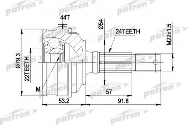 Шарнирный комплект, приводной вал PATRON PCV1159