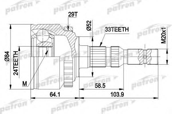 Шарнирный комплект, приводной вал PATRON PCV1452