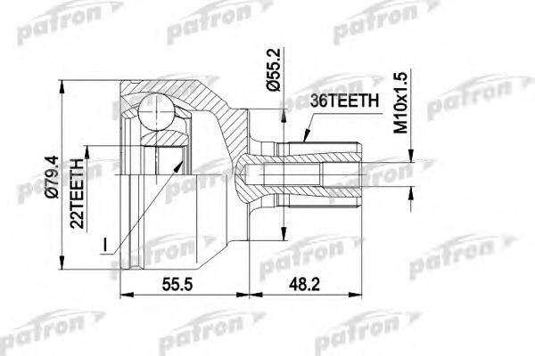 Шарнирный комплект, приводной вал PATRON PCV1603