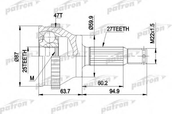 Шарнирный комплект, приводной вал PATRON PCV1617AL