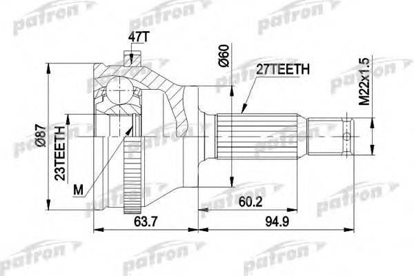 Шарнирный комплект, приводной вал PATRON PCV1617AR