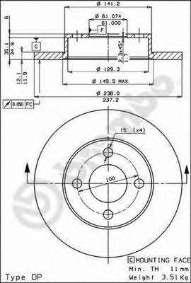 Тормозной диск BREMBO 08.2958.20