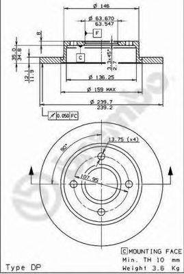 Тормозной диск BREMBO 08.6903.14