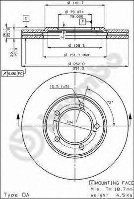 Тормозной диск BREMBO 09.3021.10