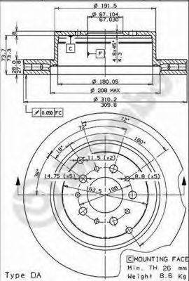 Тормозной диск BREMBO 09.5519.10