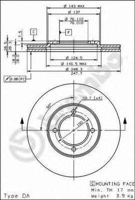 Тормозной диск BREMBO 09.5615.10