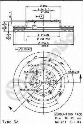 Тормозной диск BREMBO 09.6753.21