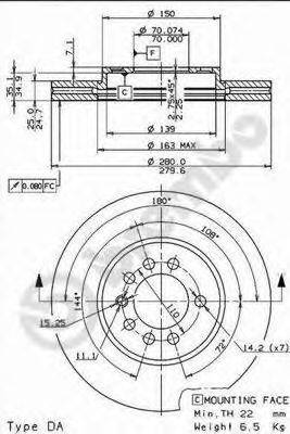 Тормозной диск BREMBO 09.7629.10