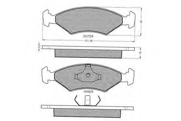 Комплект тормозных колодок, дисковый тормоз PEX 20753
