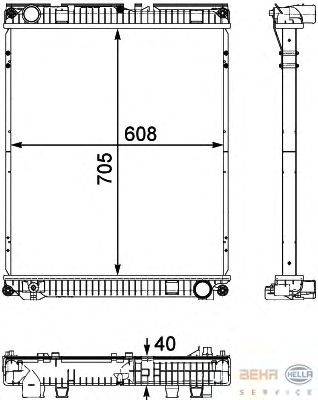 Радиатор, охлаждение двигателя BEHR HELLA SERVICE 8MK 376 730-621