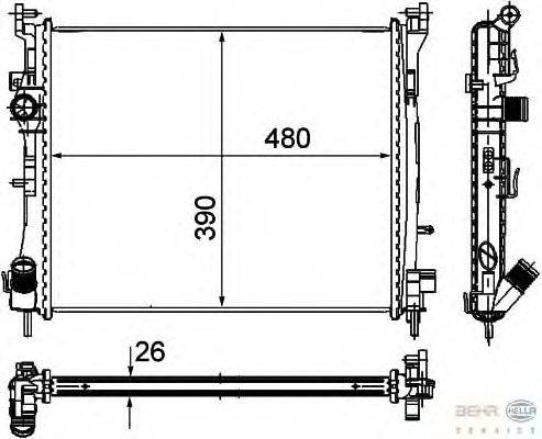 Радиатор, охлаждение двигателя BEHR HELLA SERVICE 8MK 376 748-751