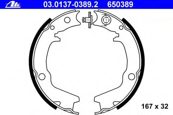 Комплект тормозных колодок, стояночная тормозная система ATE 03.0137-0389.2