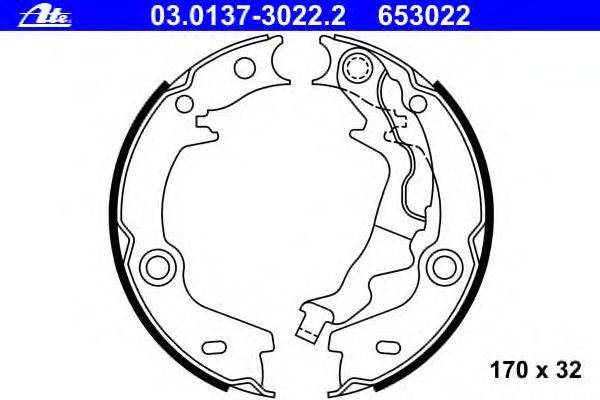 Комплект тормозных колодок, стояночная тормозная система ATE 03.0137-3022.2