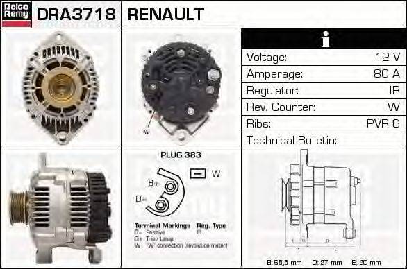 Генератор DELCO REMY DRA3718