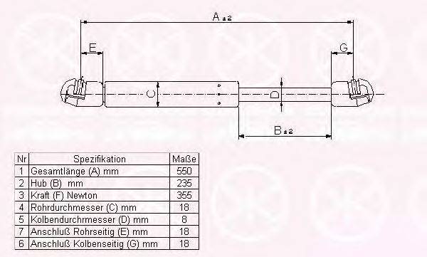 Газовая пружина, крышка багажник KLOKKERHOLM 50497100