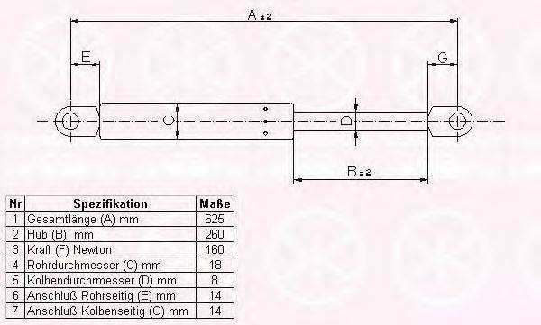 Газовая пружина, капот KLOKKERHOLM 90452800