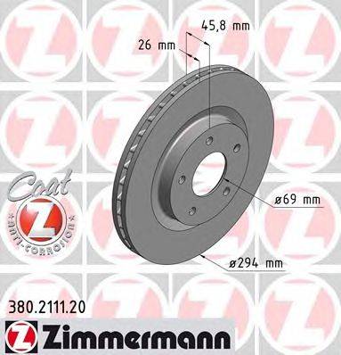 Тормозной диск ZIMMERMANN 380211120