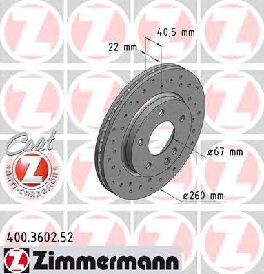 Тормозной диск ZIMMERMANN 400360252