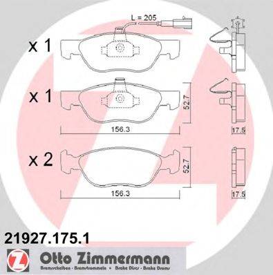 Комплект тормозных колодок, дисковый тормоз ZIMMERMANN 21927.175.1
