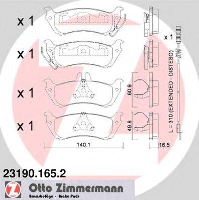 Комплект тормозных колодок, дисковый тормоз ZIMMERMANN 23190.165.2