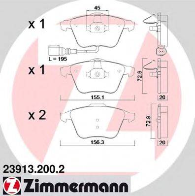 Комплект тормозных колодок, дисковый тормоз ZIMMERMANN 239132002