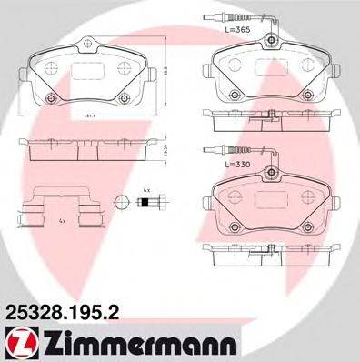 Комплект тормозных колодок, дисковый тормоз ZIMMERMANN 253281952