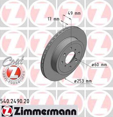 Тормозной диск ZIMMERMANN 540249020