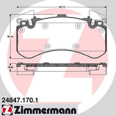 Комплект тормозных колодок, дисковый тормоз ZIMMERMANN 24847.170.1