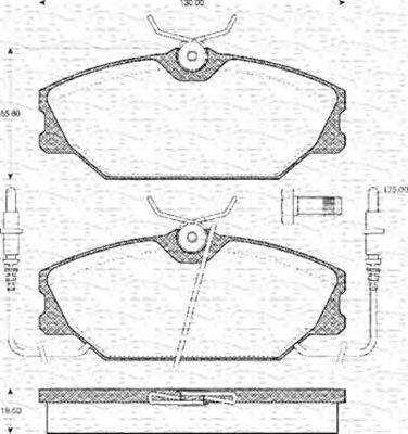 Комплект тормозных колодок, дисковый тормоз MAGNETI MARELLI 20916