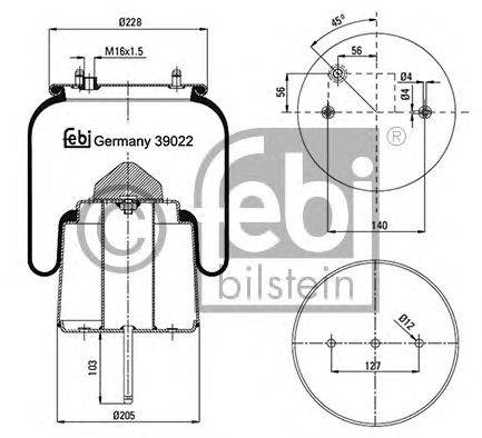 Кожух пневматической рессоры FEBI BILSTEIN 39022