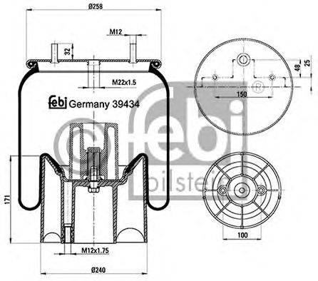 Кожух пневматической рессоры FEBI BILSTEIN 39434