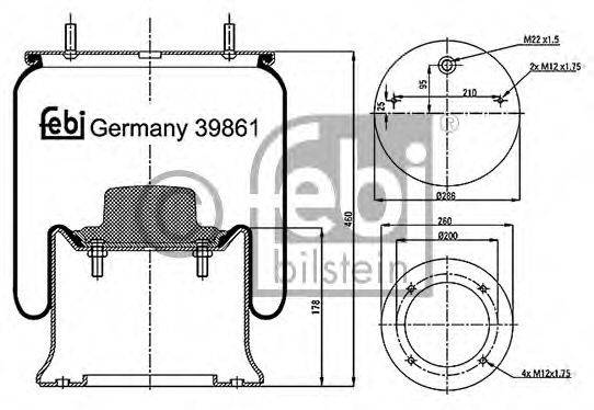 Кожух пневматической рессоры FEBI BILSTEIN 39861