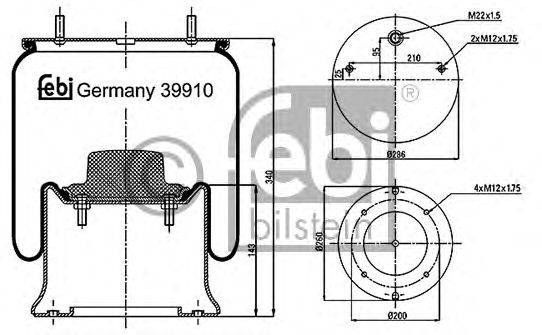 Кожух пневматической рессоры FEBI BILSTEIN 39910