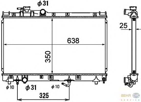 Радиатор, охлаждение двигателя BEHR HELLA SERVICE 8MK 376 790-161