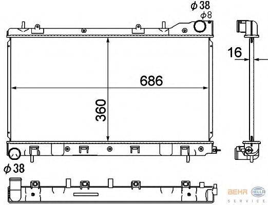 Радиатор, охлаждение двигателя BEHR HELLA SERVICE 8MK 376 790-281