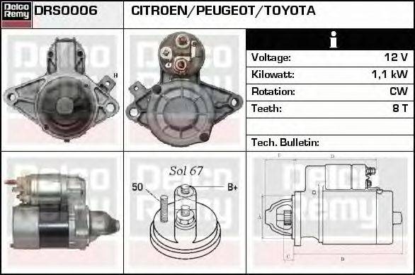 Стартер DELCO REMY DRS0006