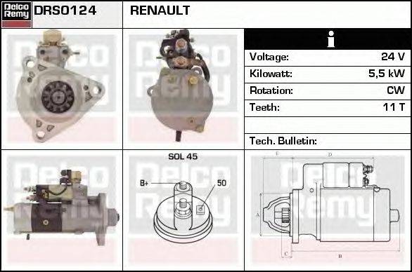 Стартер DELCO REMY DRS0124